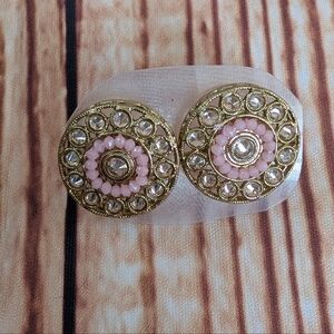 NWOT Indian Pakistani Pink color big earrings studs